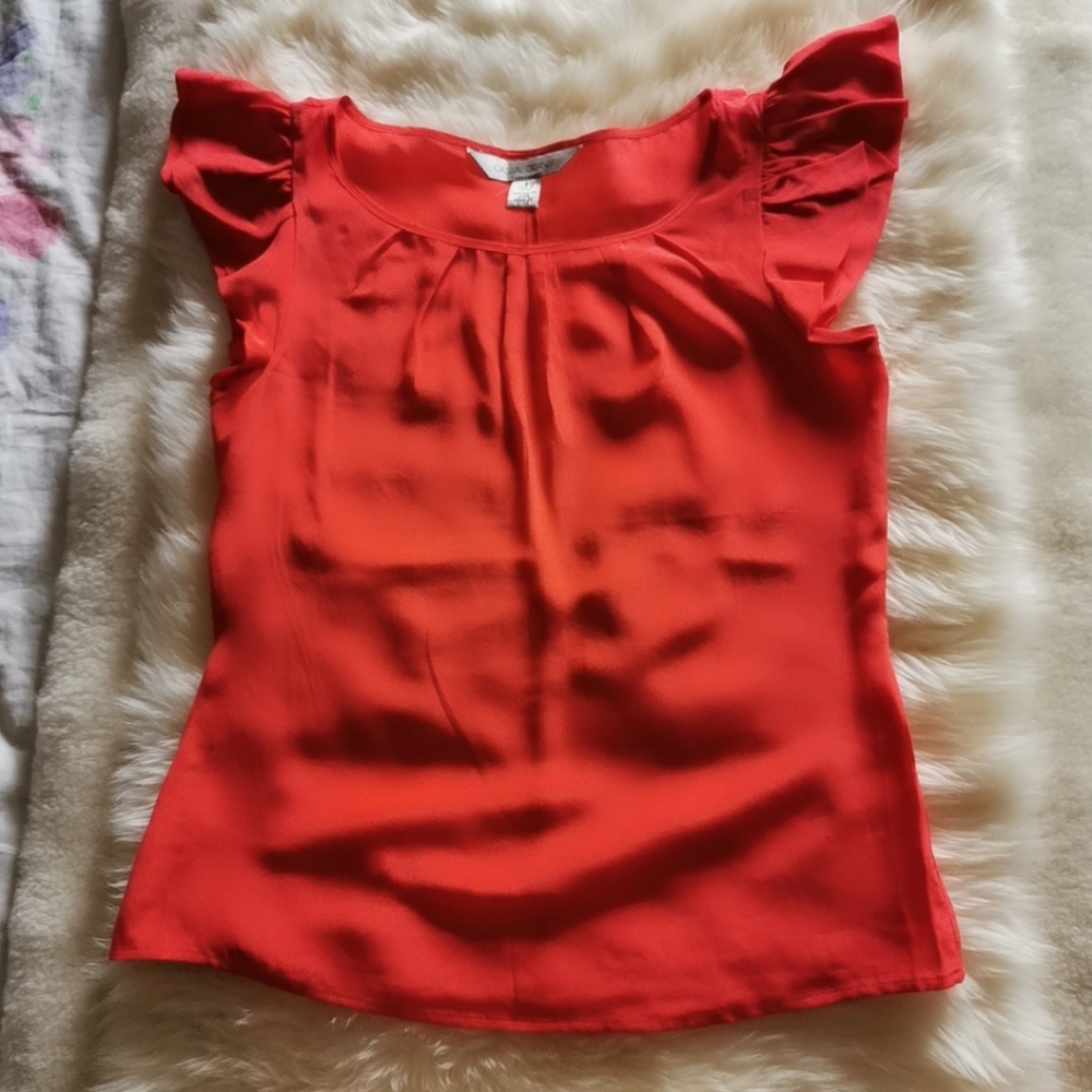 Ruffled sleeves Silk Tank Tops